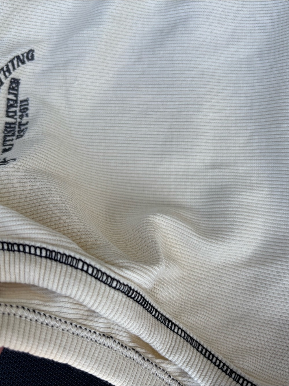 Cream Ribbed Tank Top with Contrast Stitching - Picture 5 of 6
